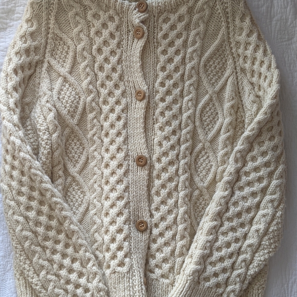 Vintage Handmade Cable Knit Wool Fisherman Sweater - Picture 3 of 13